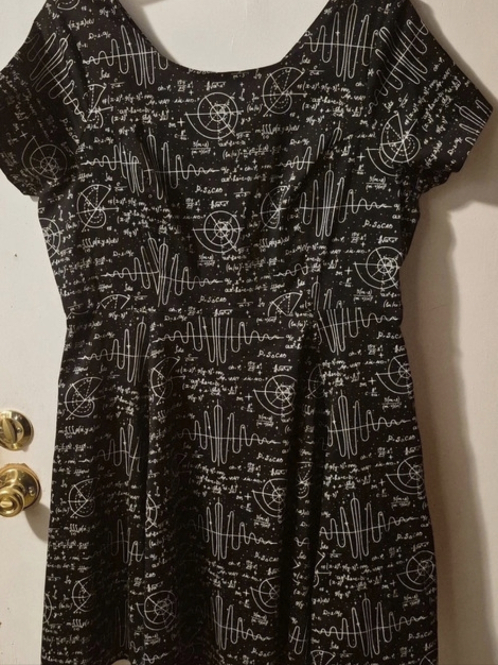 Eva Rose Science Math Print Dress Black & White Knee Length Dress 2x